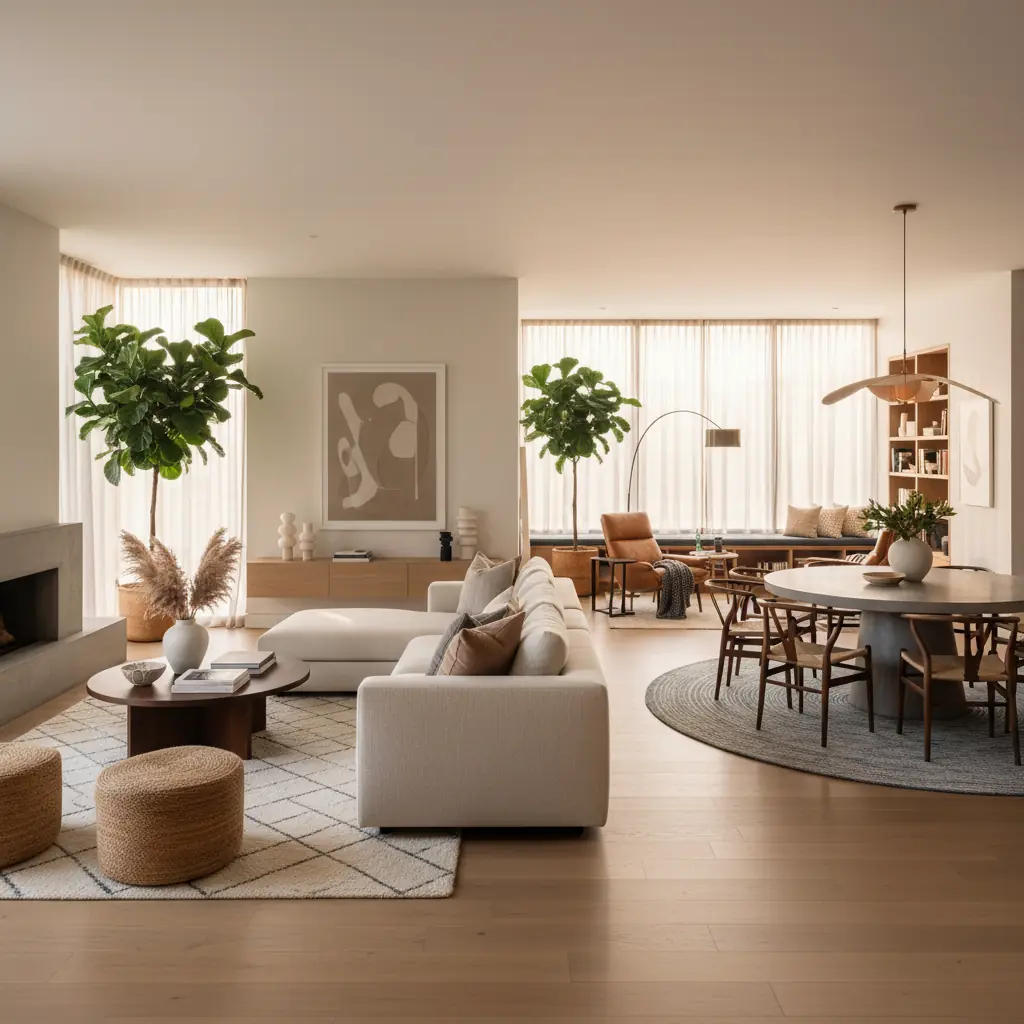 Diseño de salas de concepto abierto: Cómo definir zonas sin paredes