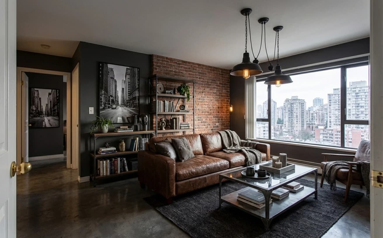 Baño after AI Industrial interior redesign