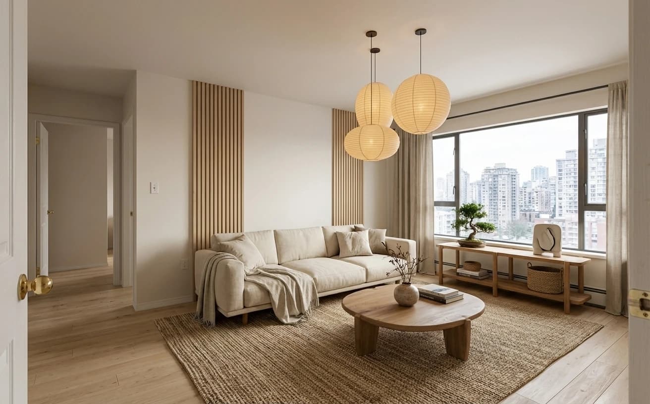 Room after AI Japandi interior redesign