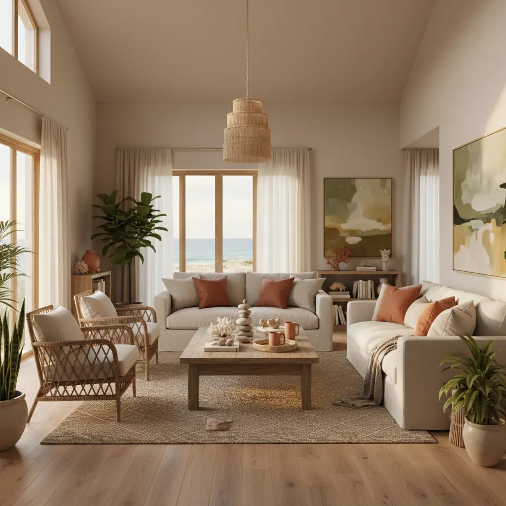 Modern Coastal Living Room Ideas Beyond Blue and White