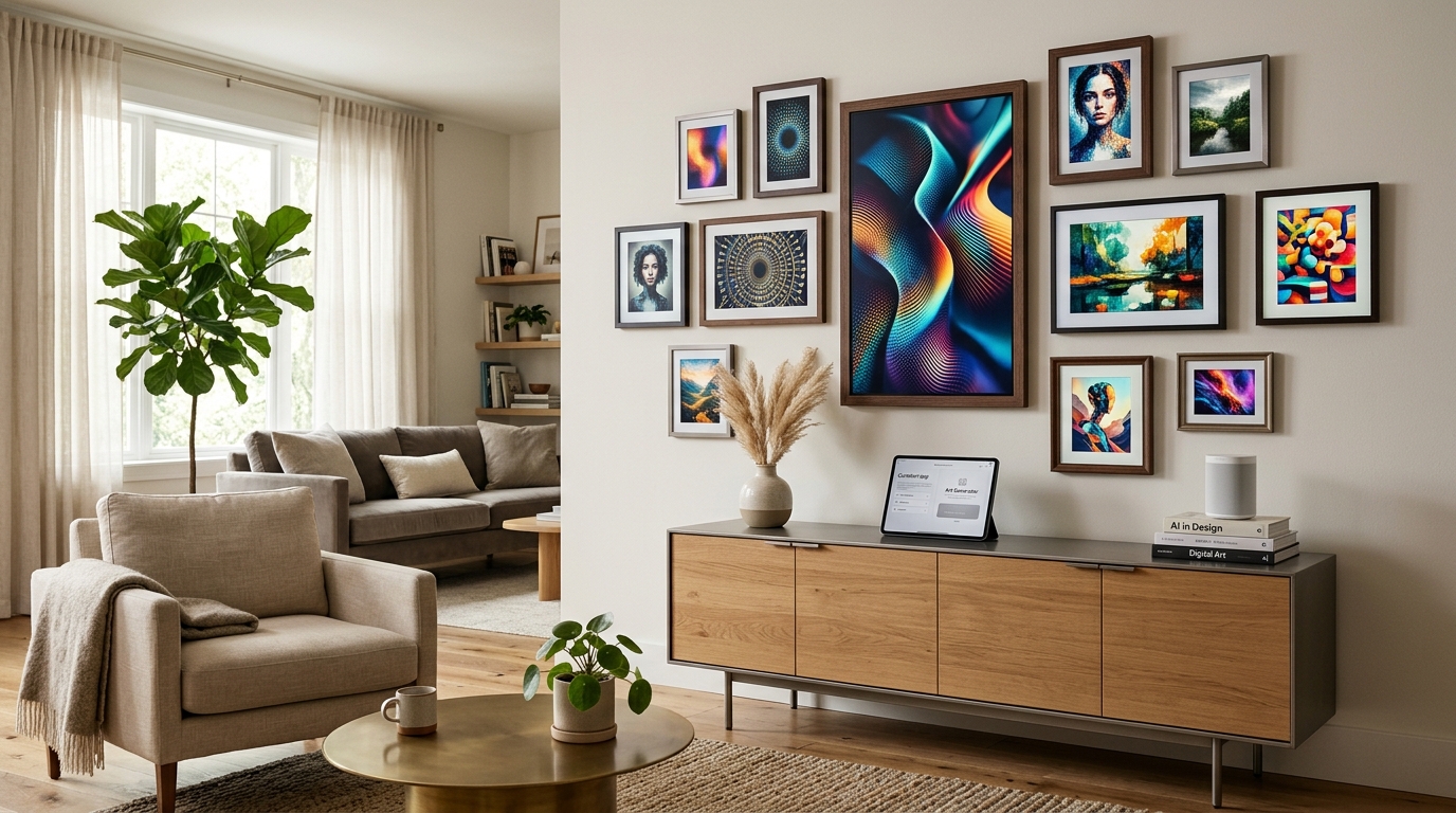 How to Curate a Digital Art Gallery Wall with AI Integration