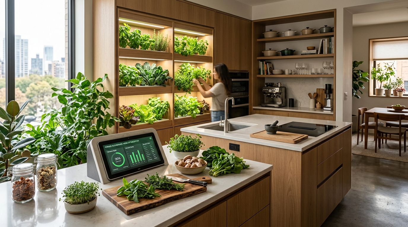 Cómo Diseñar una Cocina de Forrajeo Interior con IA para la Autosuficiencia Urbana