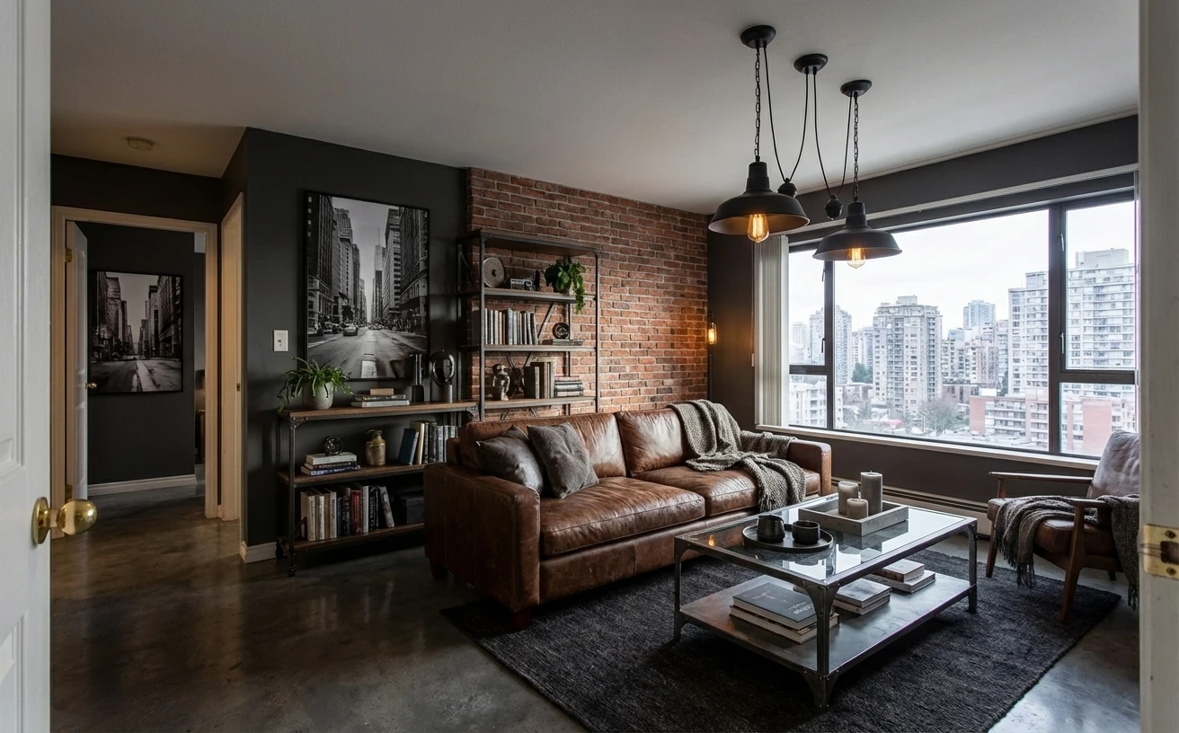 Baño after AI Industrial interior redesign