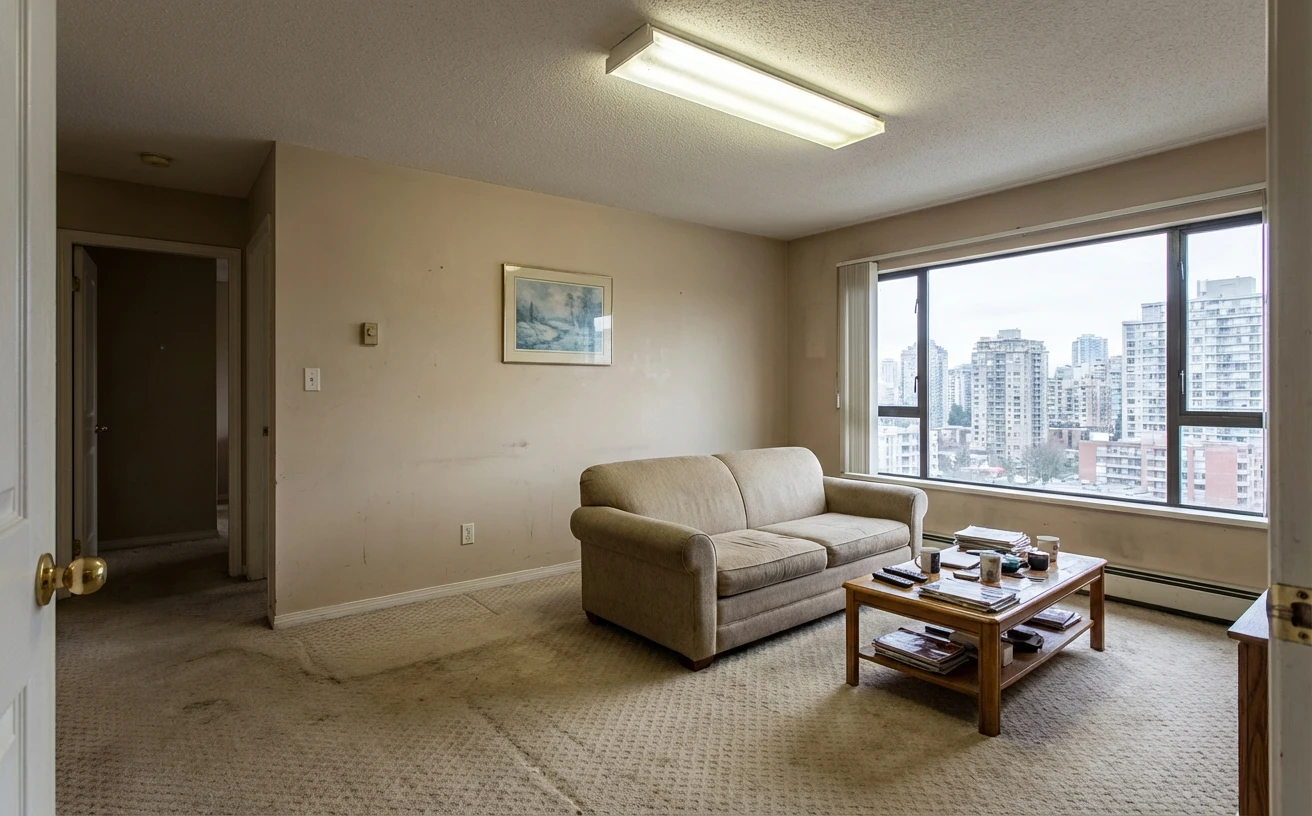 Living room before AI interior redesign — original state